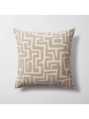 Fineroom Living Norm - Labirent Desenli 50  x  50 Kırlent - Krem (Ic Yastık Dahil)