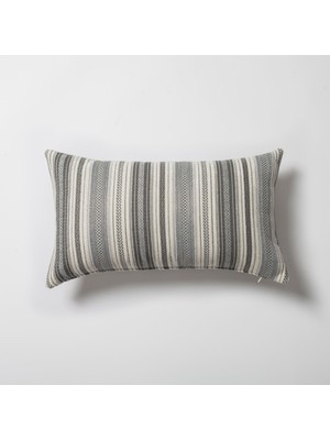 Fineroom Living Boho - Çizgili Etnik Motif Desenli Kırlent 30  x  50 - Gri (Ic Yastık Dahil)