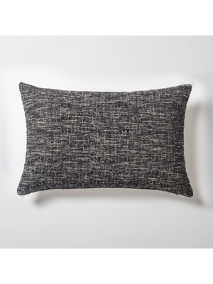 Fineroom Living Flap - Dokulu Düz Dikdörtgen Kırlent 40  x  60 - Siyah (Ic Yastık Dahil)