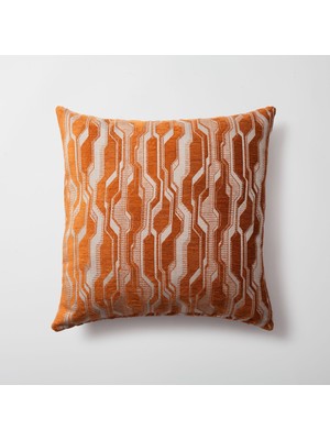 Fineroom Living Lebon - Geometrik Desenli 50  x  50 Kırlent - Turuncu (Ic Yastık Dahil)