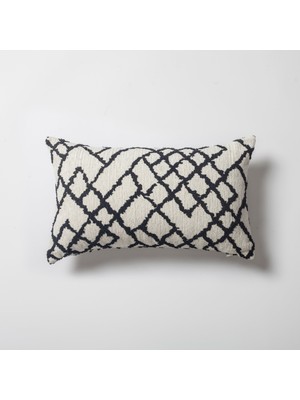 Fineroom Living Maya - Etnik Kilim Desenli Dikdörtgen Kırlent 30  x  50 - Siyah (Ic Yastık Dahil)