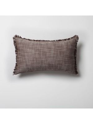 Fineroom Living Soho - Keten Püsküllü Kırlent 30  x  50 - Kahverengi (Ic Yastık Dahil)