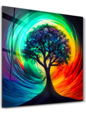 Tree of Life Oil Paint | Cam Duvar Tablosu