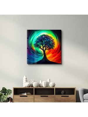 Tree of Life Oil Paint | Cam Duvar Tablosu