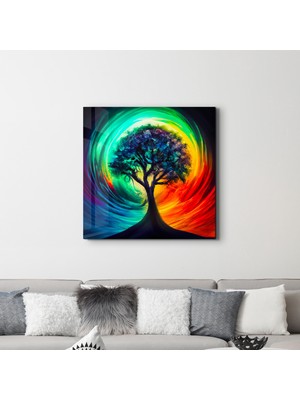 Tree of Life Oil Paint | Cam Duvar Tablosu