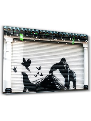 Banksy - Escape From the Zoo - Cam Duvar Tablosu