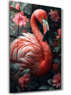 Beautiful Flamingo - Cam Duvar Tablosu