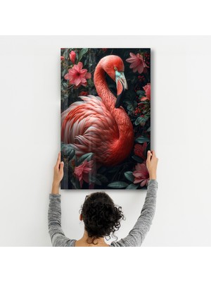 Beautiful Flamingo - Cam Duvar Tablosu