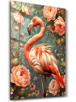 Beautiful Flamingo Pastel Tones - Cam Duvar Tablosu