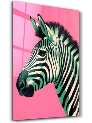 Zebra Pink - Cam Duvar Tablosu