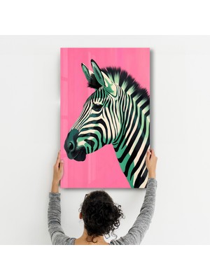 Zebra Pink - Cam Duvar Tablosu