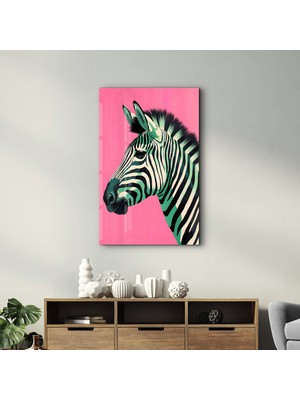 Zebra Pink - Cam Duvar Tablosu