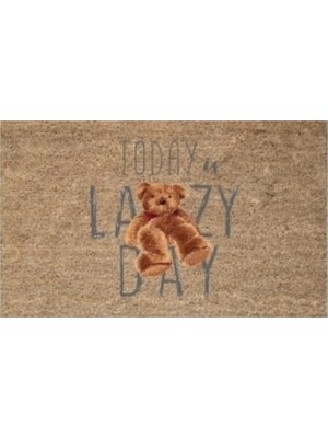 Kahverengi Kapı Önü Paspası Lazy Day Ayıcık Desen  K-3235