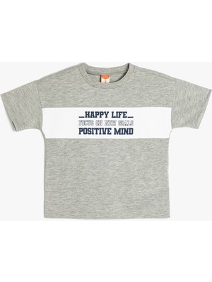 Koton Slogan Baskılı Bisiklet Yaka Kısa Kollu Tişört