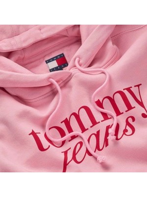 Tommy Hilfiger Logolu Örme Kapşonlu Pembe