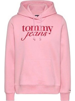 Tommy Hilfiger Logolu Örme Kapşonlu Pembe