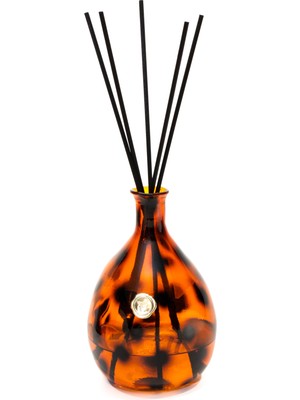 Missi Büyük Dekoratif Leopar Desenli Amorf Cam Şişe Dark Wood Oda Kokusu