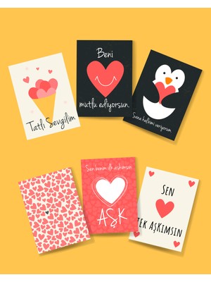 Minithingsart Sevgililer Günü Kartları 6 Adet