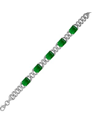 Silveranka 925 Ayar Gümüş Baget Taşlı Gurmet Bileklik