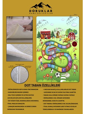 Doruklar Home Collection Kaymaz Taban Makinada Yıkanabilir Dijital Baskı Sayılar Desenli Çocuk Odası Halısı Dot Taban Halı