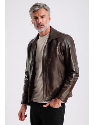 Foden Erkek Kahverengi Deri Mont