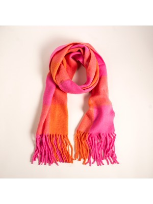 Zsa Zsa Zsu Pera Akrilik Yün Atkı 45X220 cm Turuncu/pembe