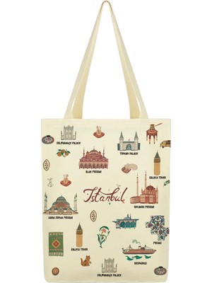 Kanvas Istanbul Kolaj Baskılı Bez Çanta