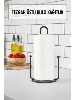 EW's Kitchenware Metal Kağıt Havluluk & Dik Havlu Peçetelik Siyah 28 cm