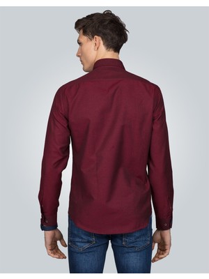 Tudors Slim Fit Spor Bordo Erkek Gömlek