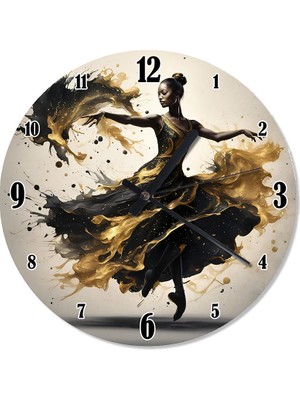 Tablomega Siyah Elbiseli Dansçı Şekilli Duvar Saati