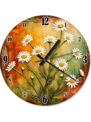 Tablomega Papatyaların Sarı Baharı Sessiz Duvar Saati