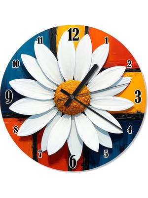 Tablomega Büyük Beyaz Papatya Analog Duvar Saati