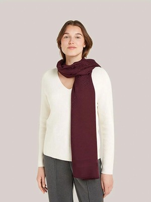Tommy Hilfiger  Jakarlı Eşarp Bordo