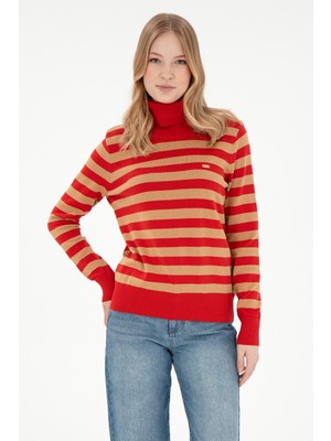 U.S. Polo Assn. Kadın Kiremit Boğazlı Kazak 50292880-VR031