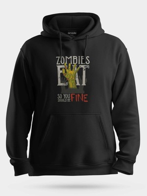 Nirvoda Zombi Istilası Baskılı Unisex Kapüşonlu Sweatshirt