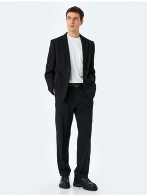 Koton Slim Fit Viskon Karışımlı Cepli Pike Kumaş Mono Yaka Düğmeli Blazer Ceket