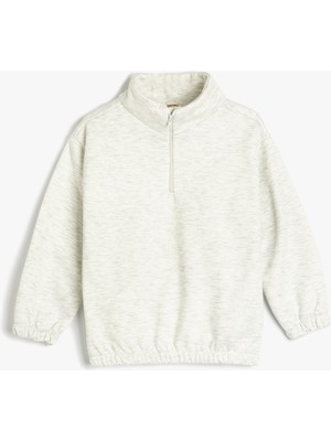 Koton Yarım Fermuar Detaylı Dik Yaka Uzun Kollu Basic Sweatshirt