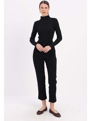 ALLDAY Siyah-Rahat Kalıp Dar Paça Pantolon