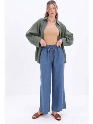 ALLDAY Mavi-Beli Lastikli Denim Pantolon