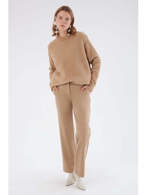 ALLDAY Camel-Arkası Lastikli Bol Paça Cepli Pantolon