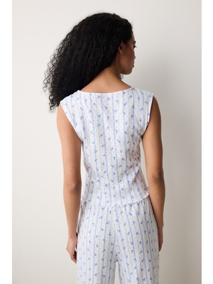 Penti Roses Printed Pointel Kırık Beyaz Atlet