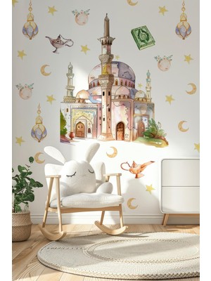 Msticker Ramazan-I Şerif Sticker Seti Cami ve Ramazan Figürleri Sticker, Çocuklar Için Ramazan Seti