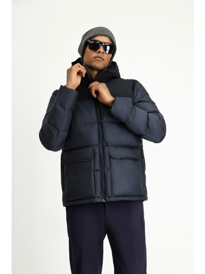 Slim Fit Dar Kesim Kapüşonlu Spor Şişme Mont