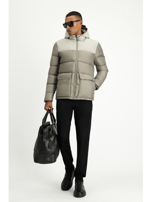 Slim Fit Dar Kesim Kapüşonlu Spor Şişme Mont