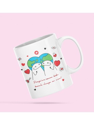 Nino Store Dünyanın Sonuna Kadar Sevgililer Günü Aşk Temalı Hediyelik Baskılı Kupa Bardak