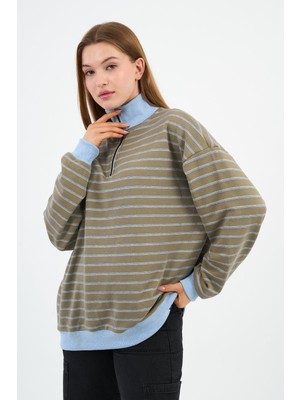Dik Yaka Fermuarlı Sweatshırt (UNX00247WN)