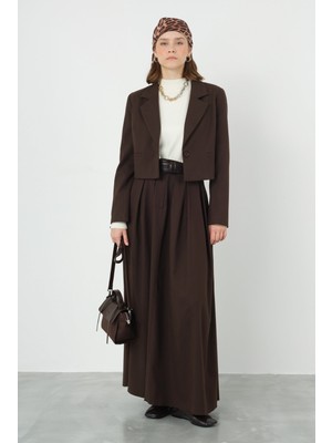 Crop Blazer Ceket Acı Kahve