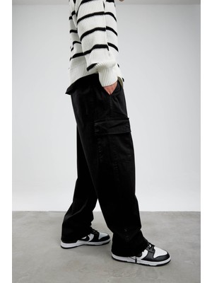 Nomarc Siyah Yp Paçası Büzgülü Kargo Pantolon