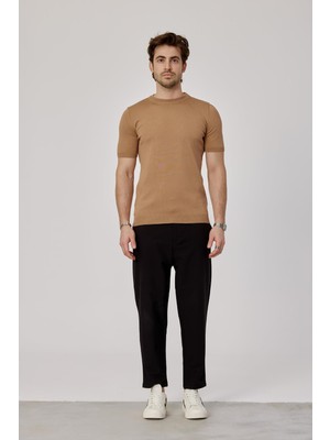 Nomarc Basic Kahverengi Triko Kumaş Tshirt