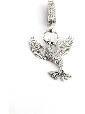 Zirkon Taş Detaylı 925AYAR Gümüş Anka Kuşu Luxury Tasarım Charm Kolye Ucu